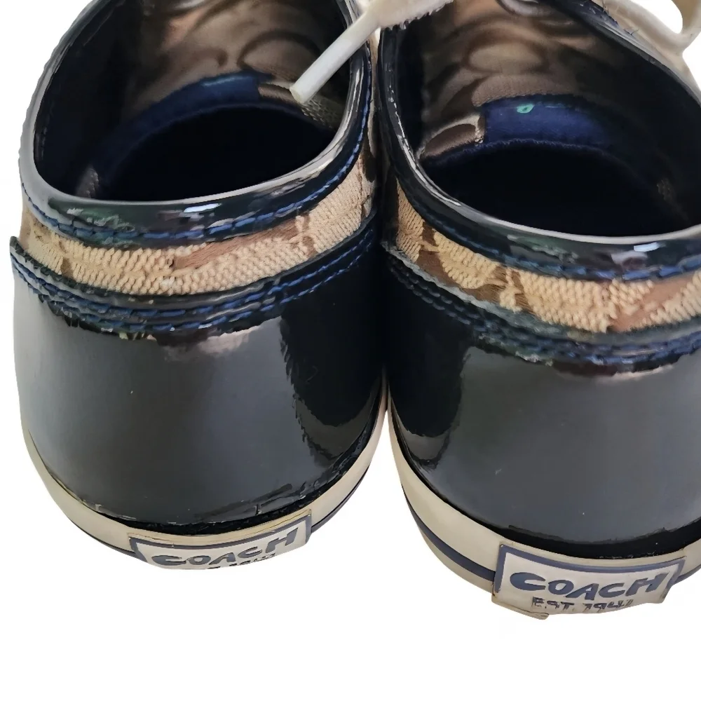 Coach Folly Signature Fashion Sneakers Tan Navy Green Size 6.5B